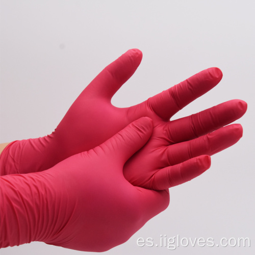 Guantes sintéticos de nitrilo de grado rojo de alimentos rojos desechables